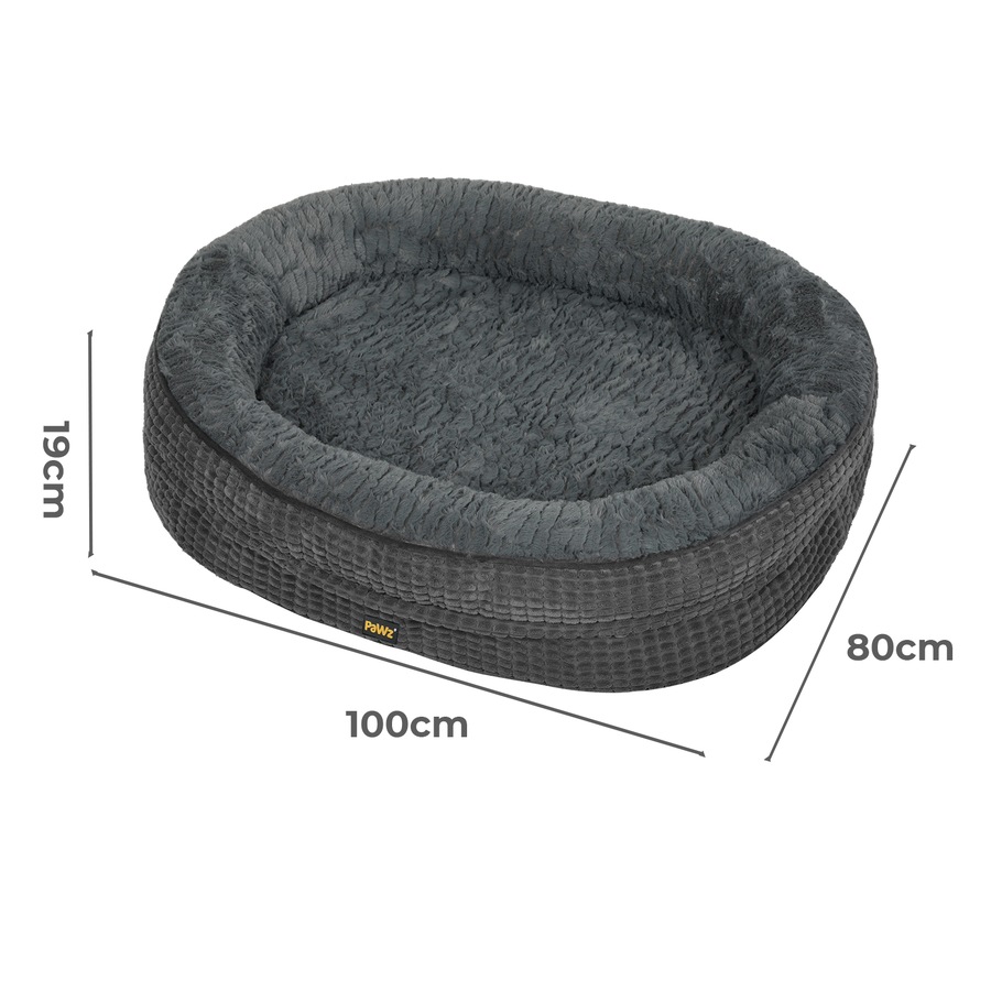 Pawz Orthopedic Plush Dog Bed Soft Washable Pet Bed Grey Cosy Cushion XL Size
