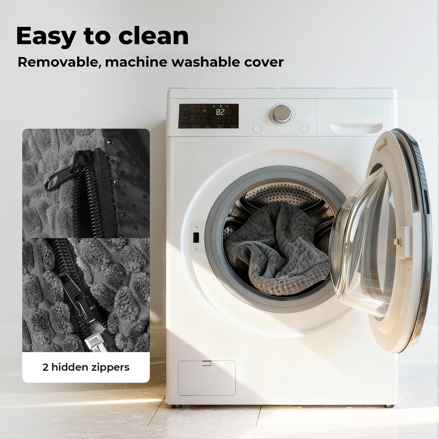 Pawz Orthopedic Plush Dog Bed Soft Washable Pet Bed Grey Cosy Cushion XL Size