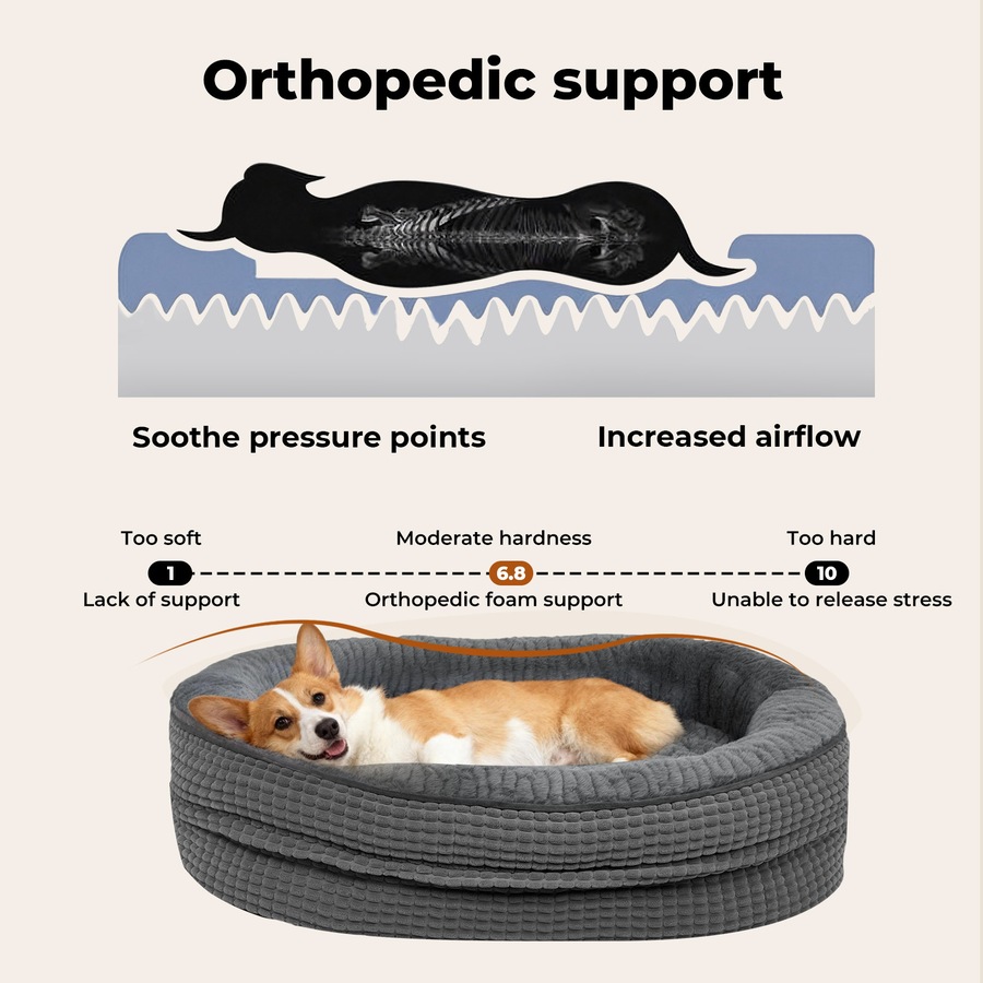 Pawz Orthopedic Plush Dog Bed Soft Washable Pet Bed Grey Cosy Cushion XXXL Size