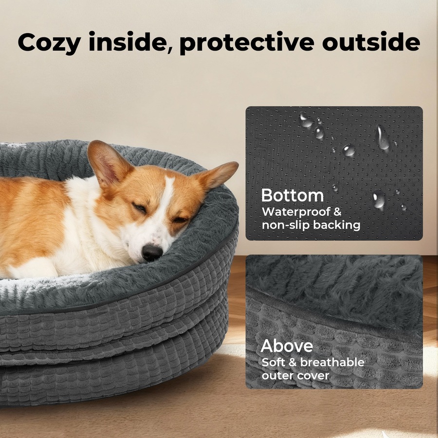 Pawz Orthopedic Plush Dog Bed Soft Washable Pet Bed Grey Cosy Cushion XXXL Size