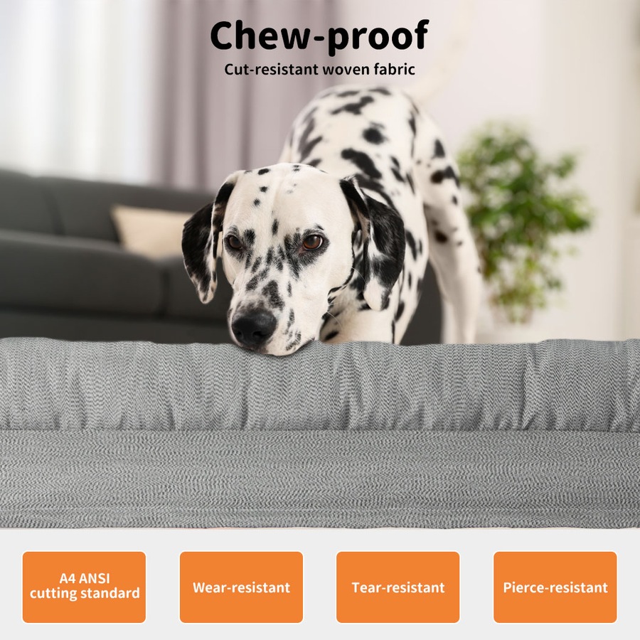 Pawz Pet Bed Chew Proof Memory Foam Orthopedic Waterproof Washable Grey XXL