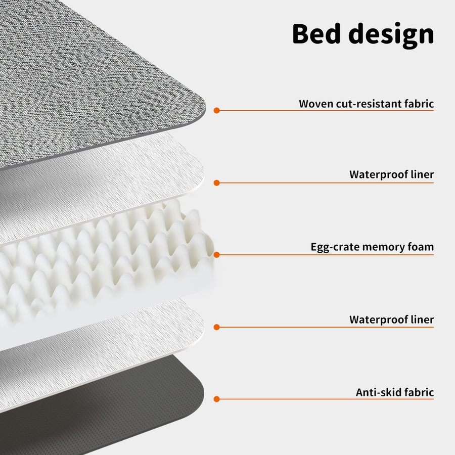 Pawz Pet Bed Chew Proof Memory Foam Orthopedic Waterproof Washable Grey XXL