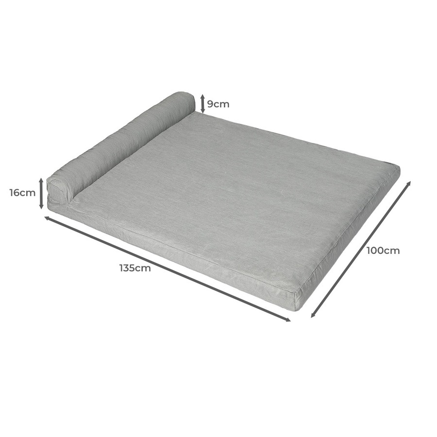 Pawz Pet Bed Chew Proof Memory Foam Orthopedic Waterproof Washable Grey XXL
