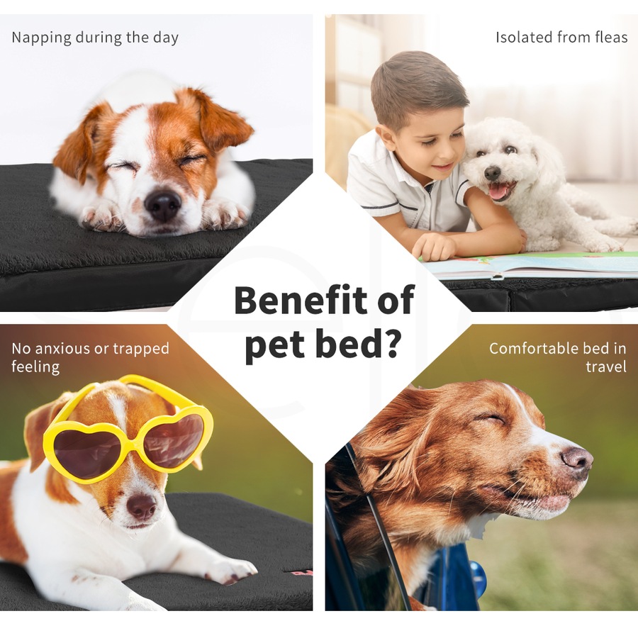 Pawz Pet Bed Foldable Dog Puppy Beds Cushion Pad Pads Soft Plush Black M