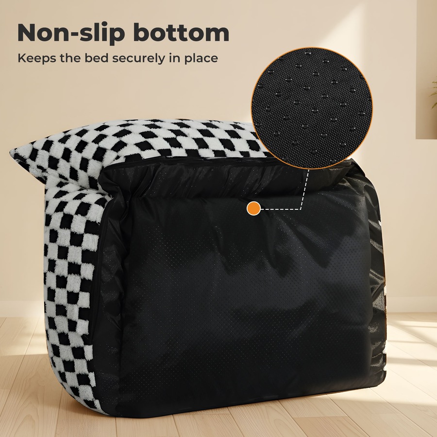 Pawz Pet Bed Soft Plush Checkered Dog Bed Washable Cat Bed Removable Cover XL