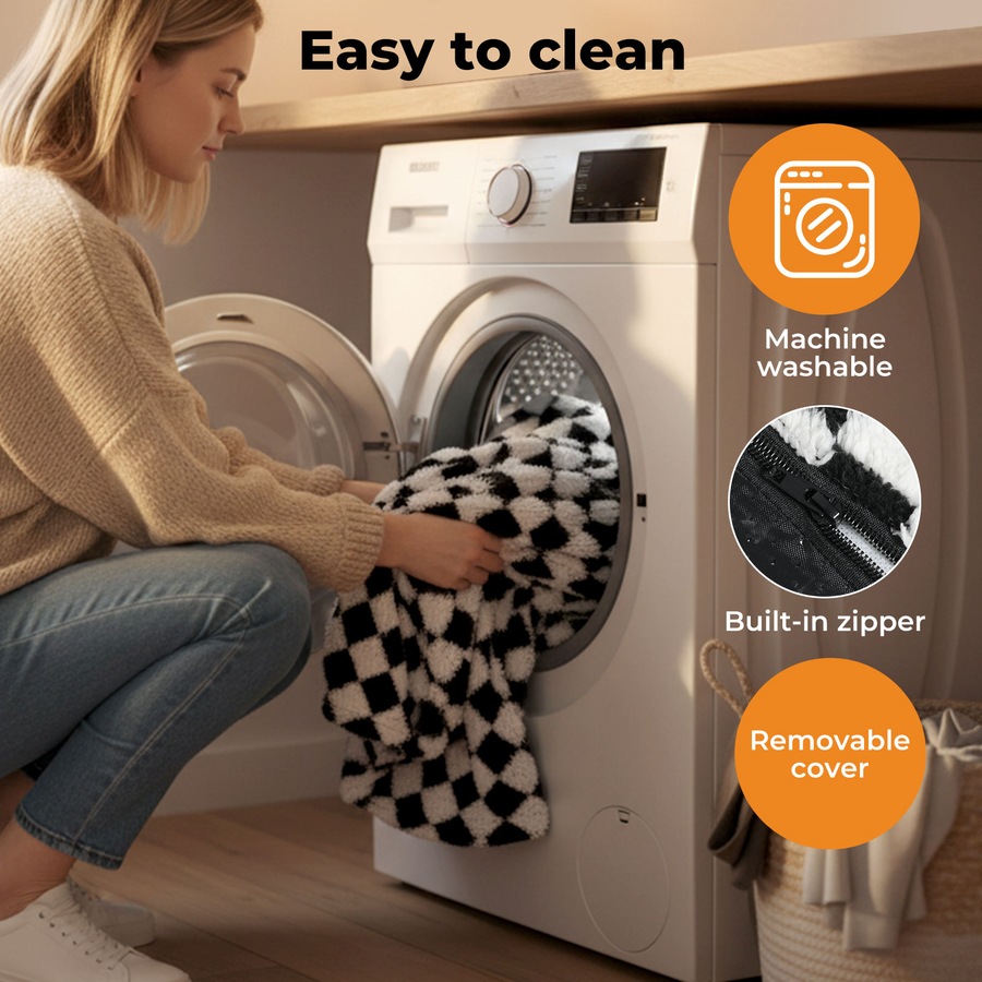 Pawz Pet Bed Soft Plush Checkered Dog Bed Washable Cat Bed Removable Cover XL