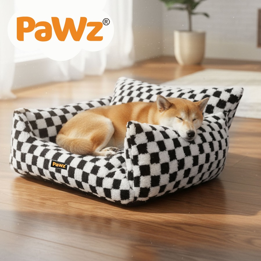 Pawz Pet Bed Soft Plush Checkered Dog Bed Washable Cat Bed Removable Cover XL