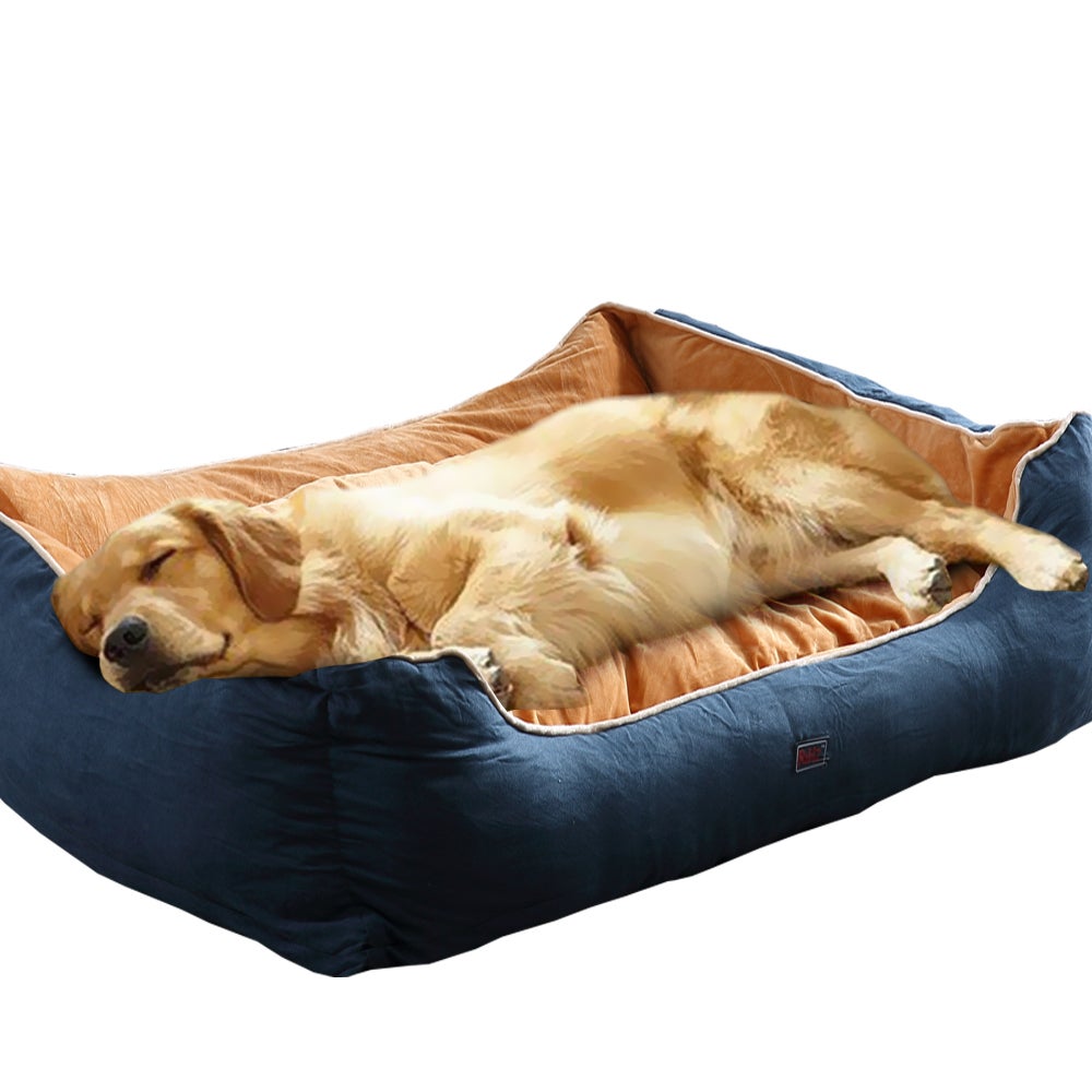 PaWz Pet Dog Cat Bed Deluxe Soft Cushion Lining Warm Kennel Mat Washable Blue