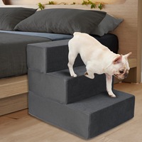 Pawz Pet Stair 3 Step Ramp Portable Adjustable Climbing Ladder Soft Washable