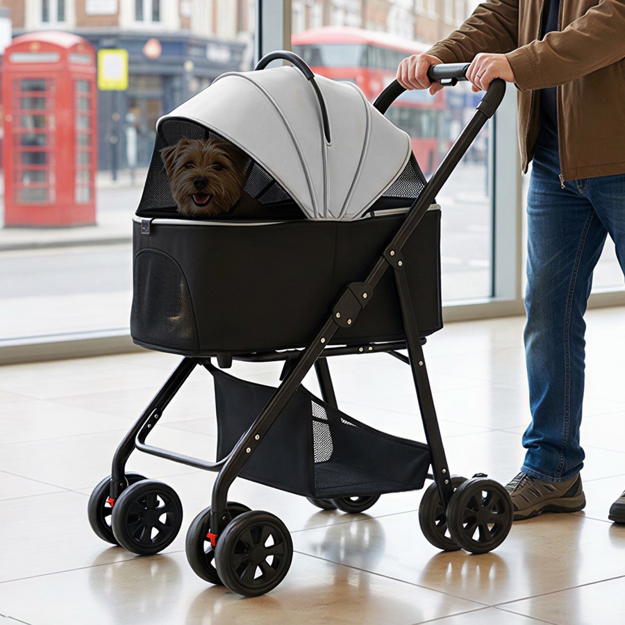 Pawz Pet Stroller 3 in1Dog Cat Pram Carrier Foldable Pushchair Outdoor 4 Wheels