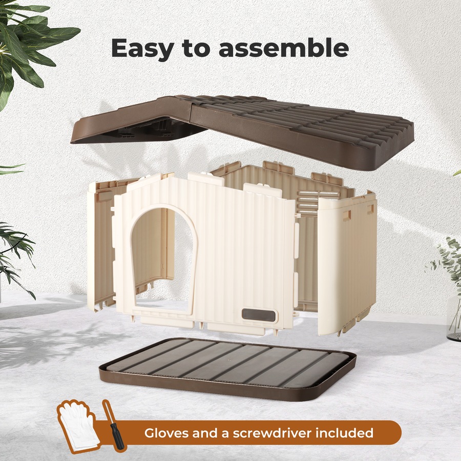 PaWz Dog Kennel House Small Medium Plastic Pet Cabin Waterproof