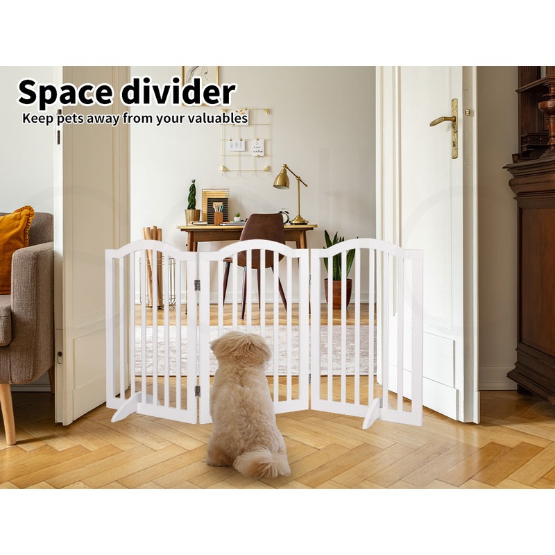 Buy PaWz Wooden Pet Gate Retractable Dog Fence Safety Stair Barrier