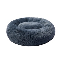 Pawz Pet Dog Calming Bed Warm Soft Plush Round Comfy Sleeping Washable DarkGrey