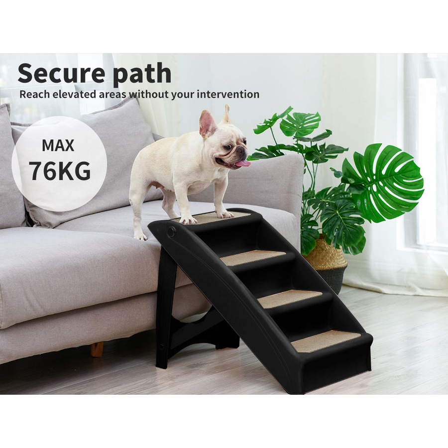 Pawz Pet Ramp Indoor Dog Steps Stair Portable Foldable Ladder For Bed Sofa Black