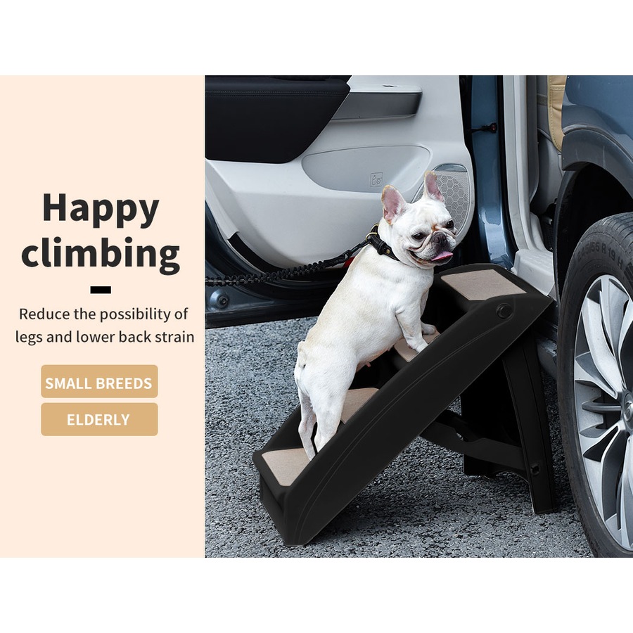 Pawz Pet Ramp Indoor Dog Steps Stair Portable Foldable Ladder For Bed Sofa Black