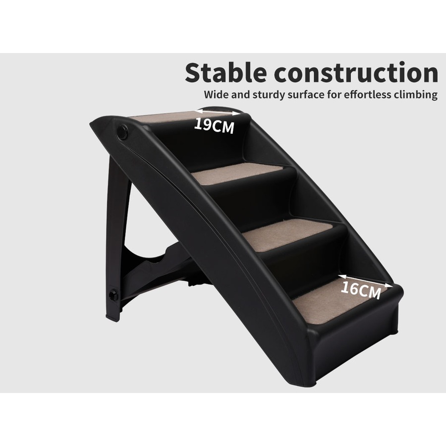 Pawz Pet Ramp Indoor Dog Steps Stair Portable Foldable Ladder For Bed Sofa Black