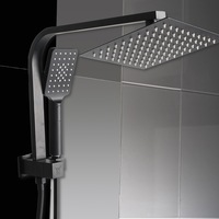Traderight Shower Head High Pressure Set Rain Square Brass Taps Mixer Handheld WELS Black