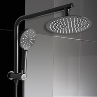 Traderight High Pressure Shower Head Set Rain Round Brass Taps Mixer Handheld WELS Black