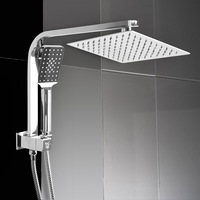 Traderight High Pressure Shower Head Set Rain Square Brass Taps Mixer Handheld WELS Silver