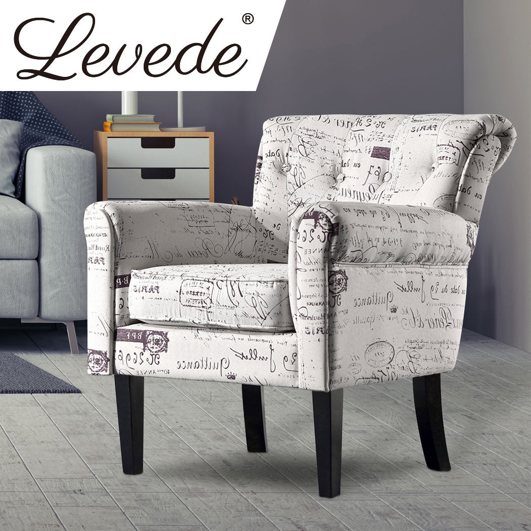 Levede Luxury Upholstered Armchair Dining Chair Single Accent Padded Fabric Sofa Buy Armchairs Accent Chairs 750094