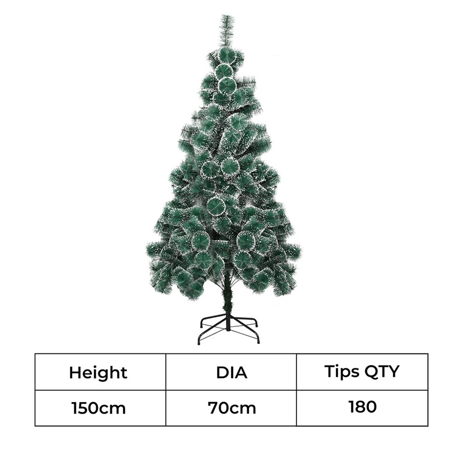 150cm Christmas Tree Santaco, 180 Tips, Full Pine Needle Snow Flocked Artificial