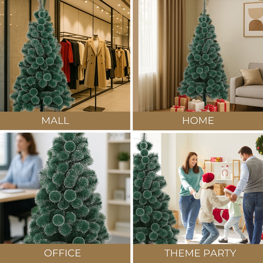 150cm Christmas Tree Santaco, 180 Tips, Full Pine Needle Snow Flocked Artificial