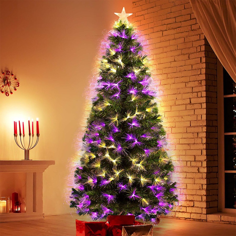 210cm Christmas Tree Santaco, 170 Tips, Warm White Pink LED Lights Fibre Optic