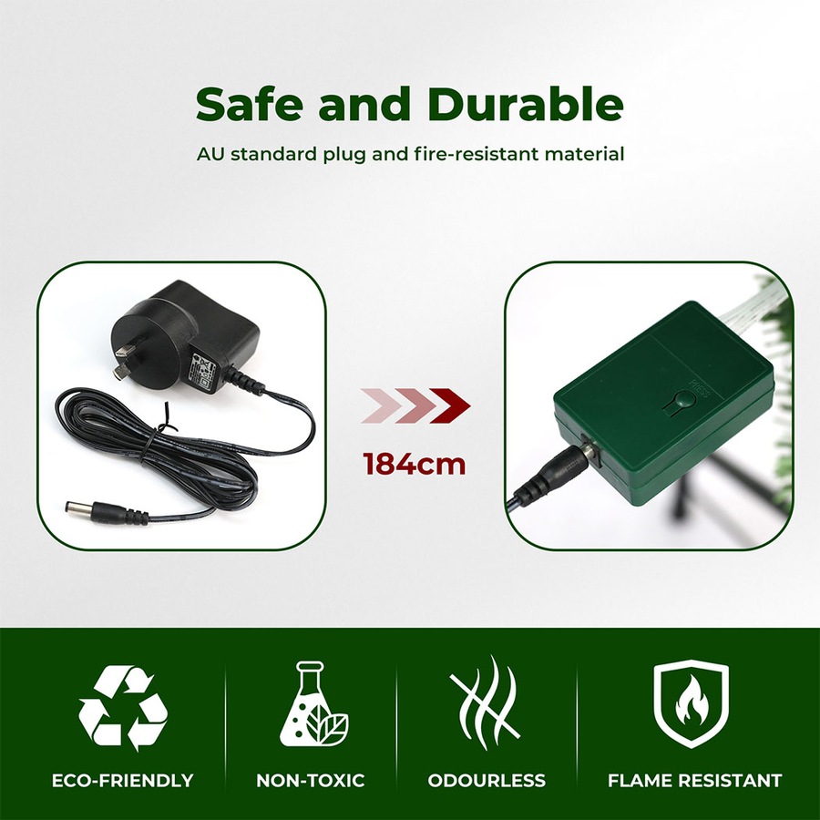 210cm Christmas Tree Santaco, 170 Tips, Warm White Pink LED Lights Fibre Optic