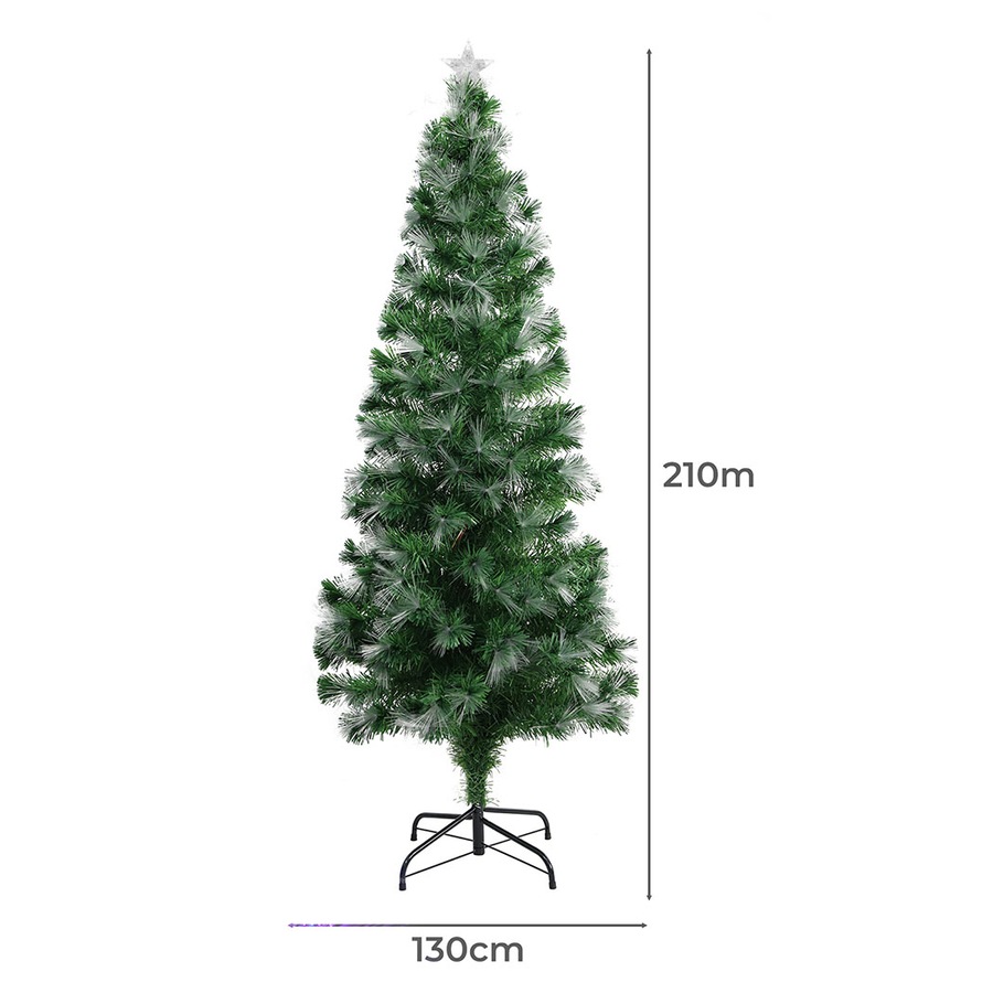210cm Christmas Tree Santaco, 170 Tips, Warm White Pink LED Lights Fibre Optic