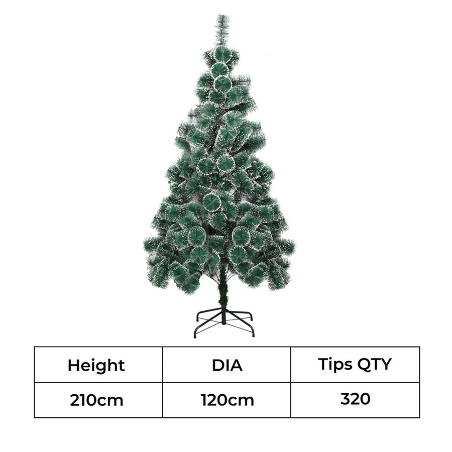 210cm Christmas Tree Santaco, 320 Tips, Full Pine Needle Snow Flocked Artificial