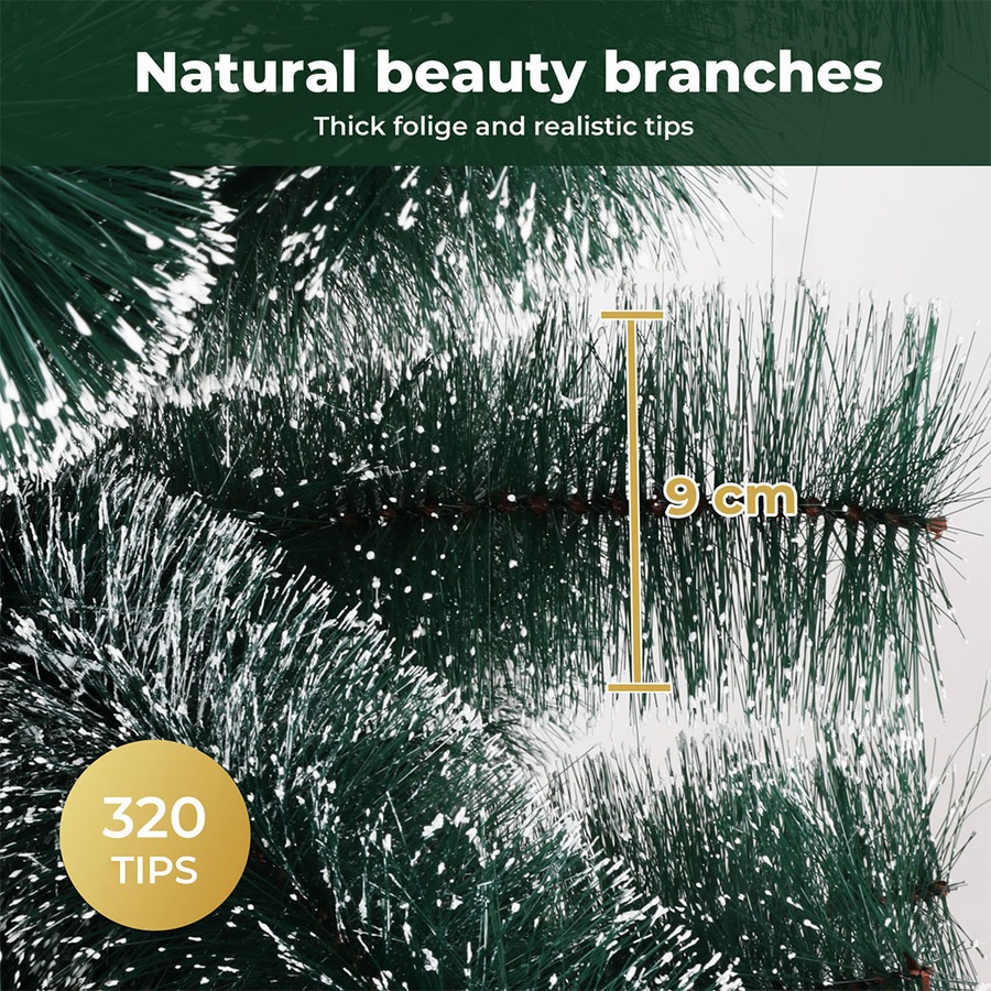 210cm Christmas Tree Santaco, 320 Tips, Full Pine Needle Snow Flocked Artificial