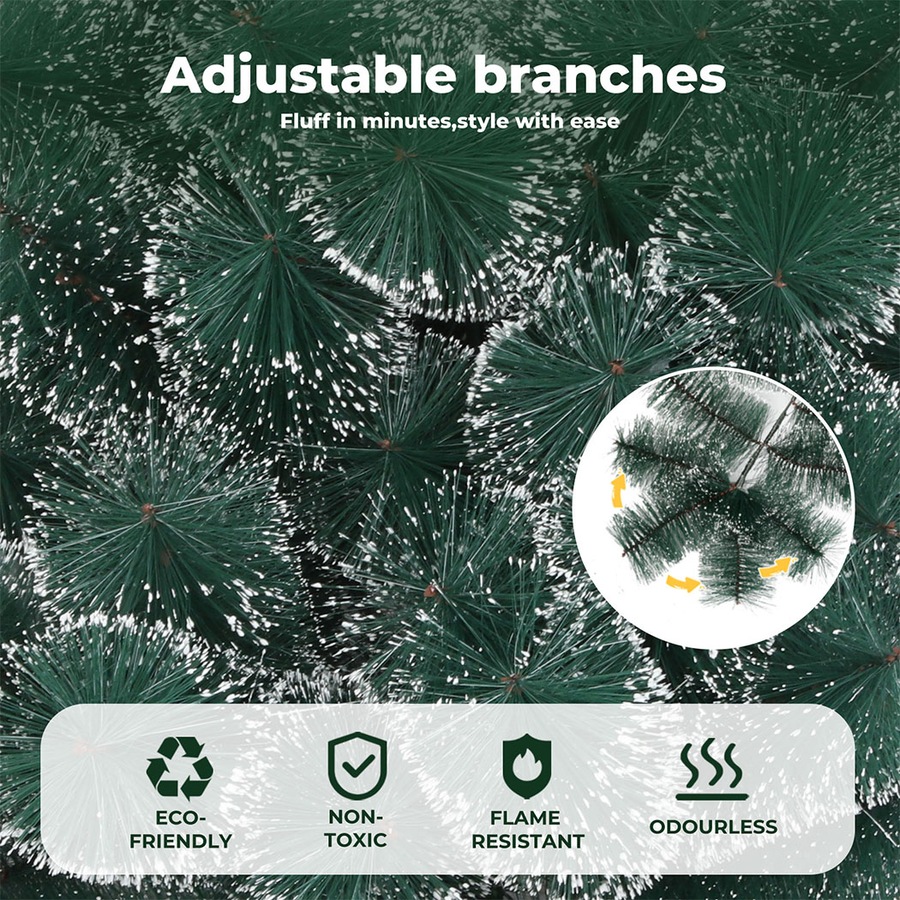 210cm Christmas Tree Santaco, 320 Tips, Full Pine Needle Snow Flocked Artificial