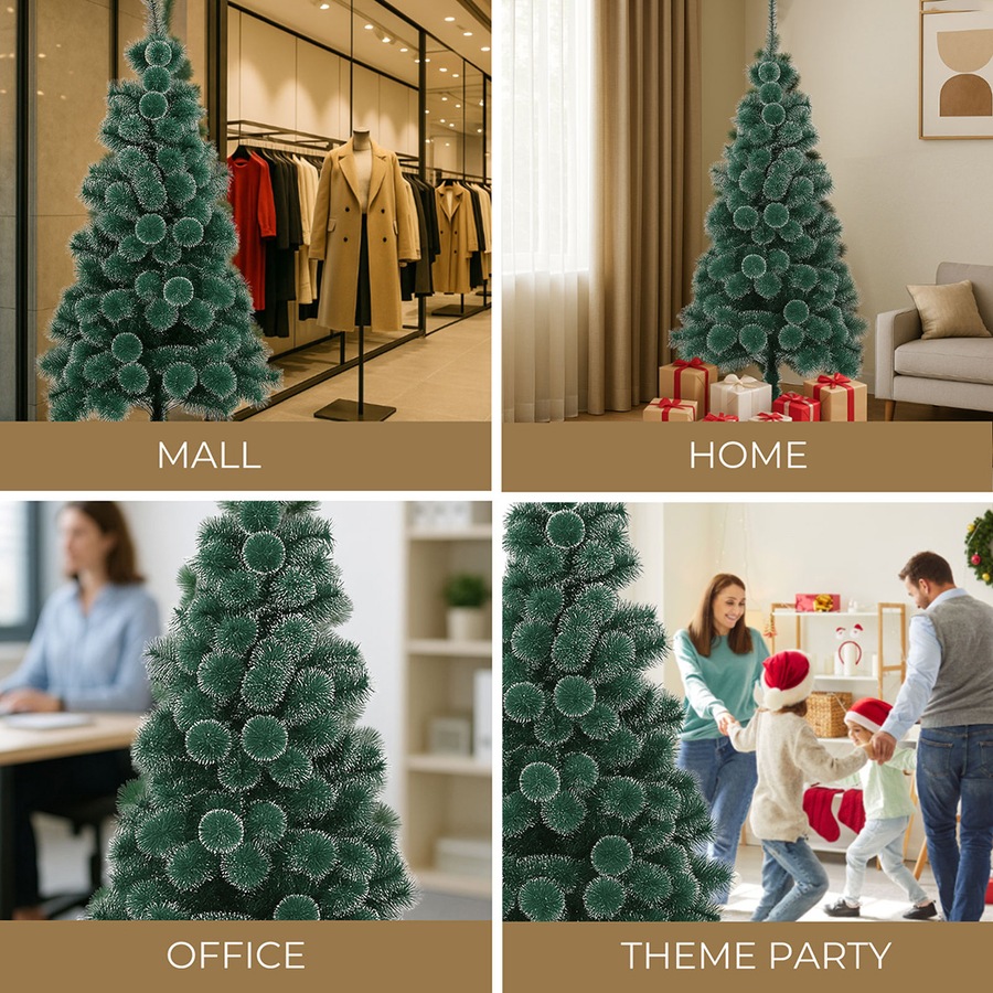 210cm Christmas Tree Santaco, 320 Tips, Full Pine Needle Snow Flocked Artificial