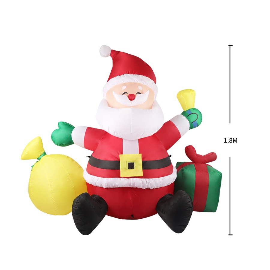 Santaco Inflatable Christmas Santa Lighted 1.8m Blow Up Xmas Outdoor Decoration