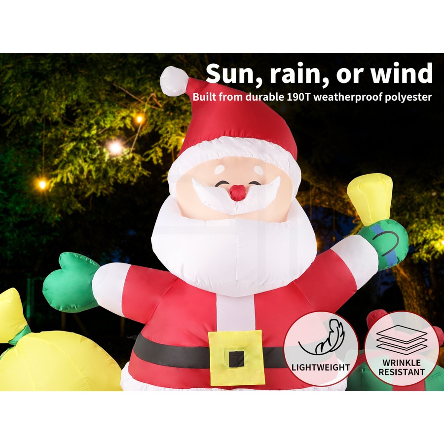 Santaco Inflatable Christmas Santa Lighted 1.8m Blow Up Xmas Outdoor Decoration