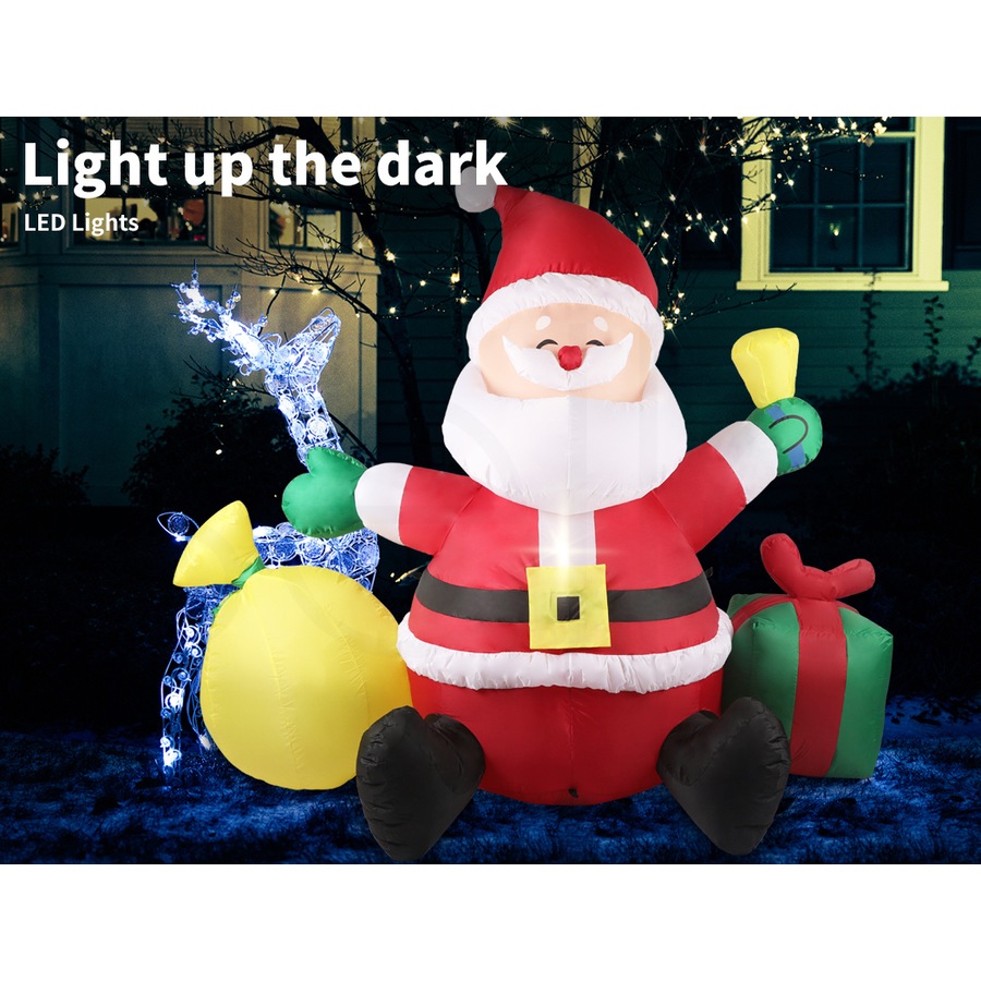 Santaco Inflatable Christmas Santa Lighted 1.8m Blow Up Xmas Outdoor Decoration