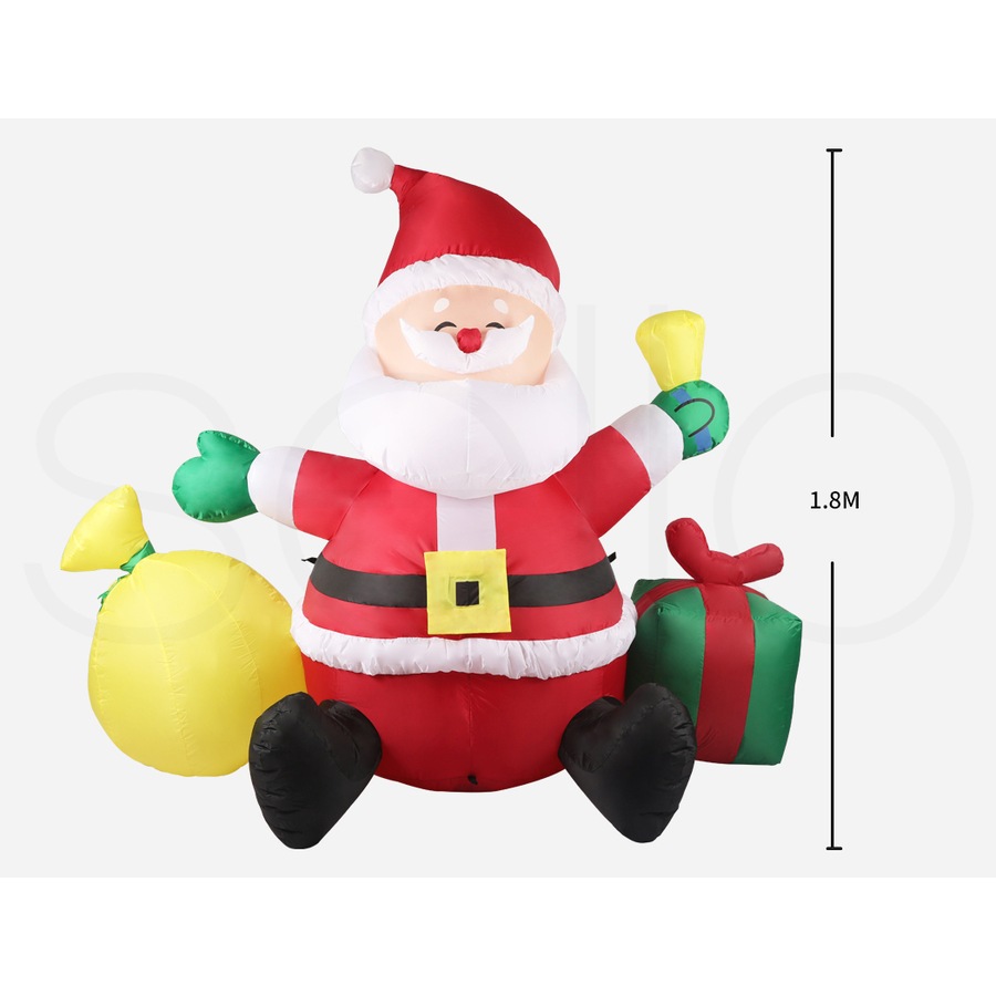 Santaco Inflatable Christmas Santa Lighted 1.8m Blow Up Xmas Outdoor Decoration
