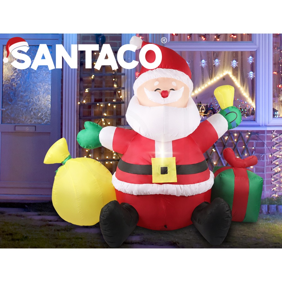 Santaco Inflatable Christmas Santa Lighted 1.8m Blow Up Xmas Outdoor Decoration