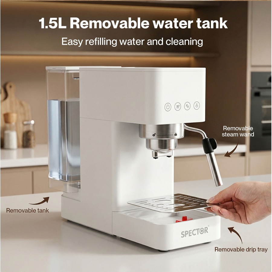 Spector Espresso Coffee Machine Maker 20 Bar Milk Frother Cappuccino Latte Cafe