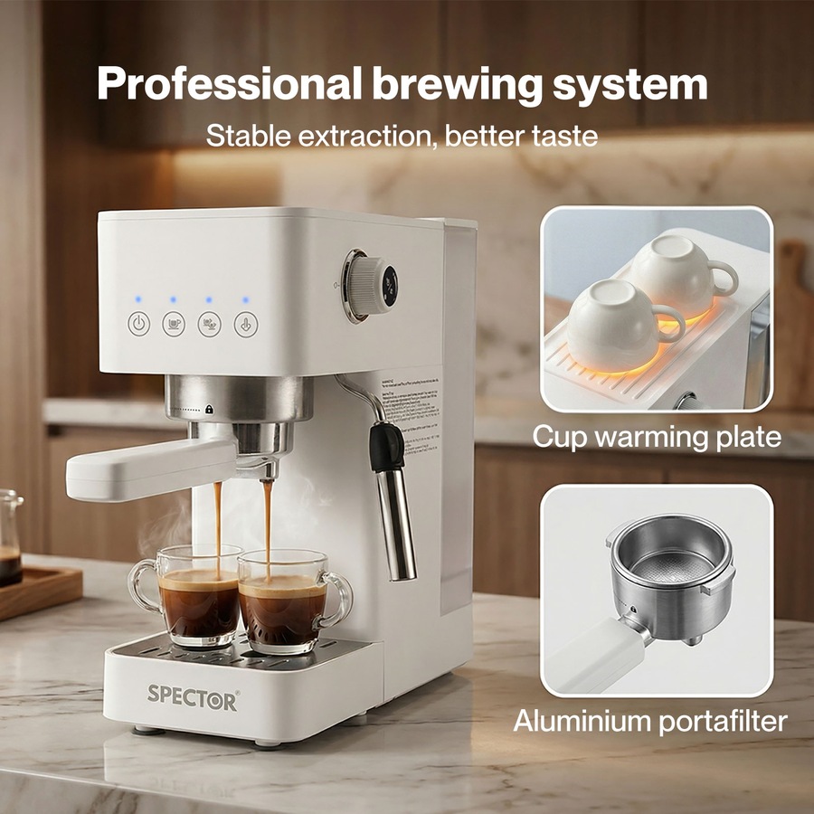 Spector Espresso Coffee Machine Maker 20 Bar Milk Frother Cappuccino Latte Cafe