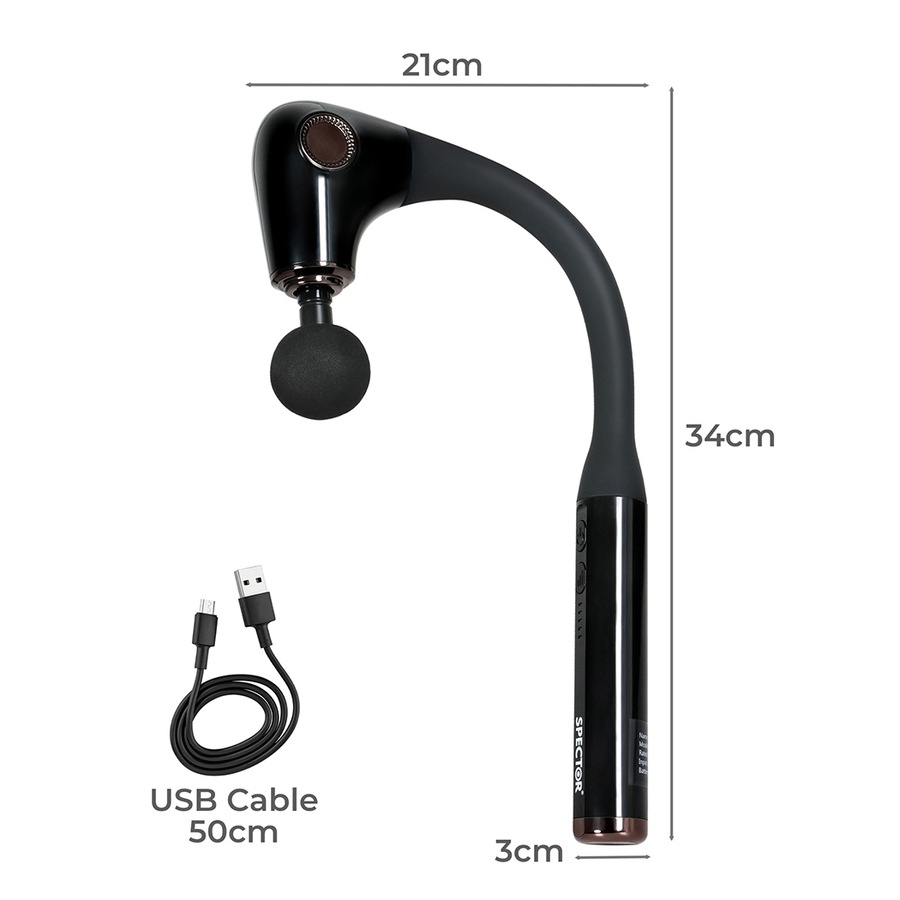 4-Head Deep Tissue Massage Gun w/ Extended Handle