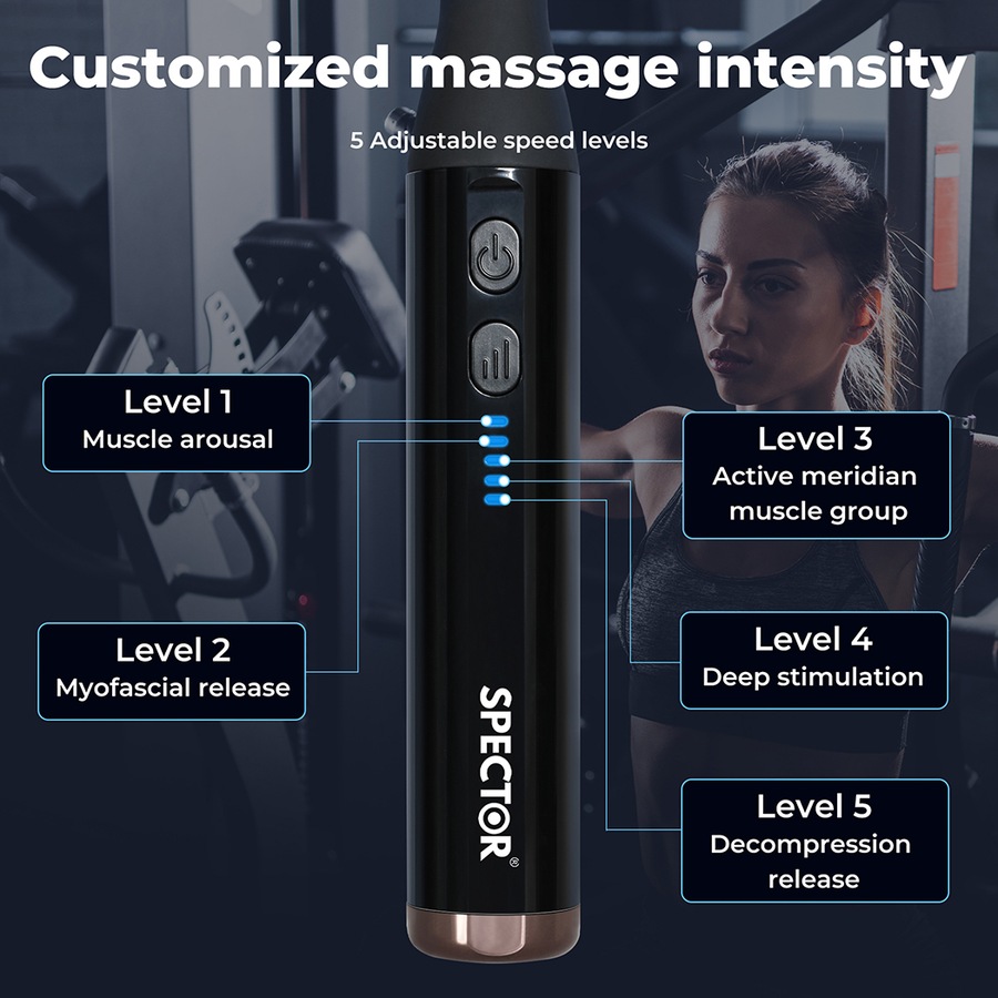 4-Head Deep Tissue Massage Gun w/ Extended Handle