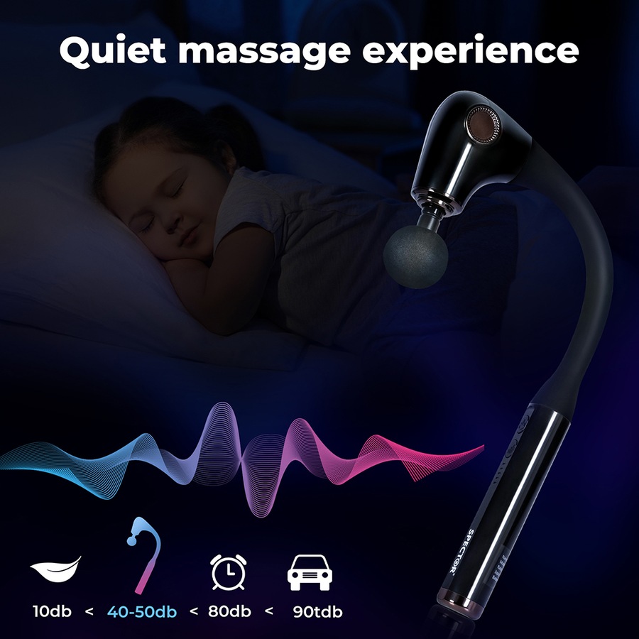 4-Head Deep Tissue Massage Gun w/ Extended Handle