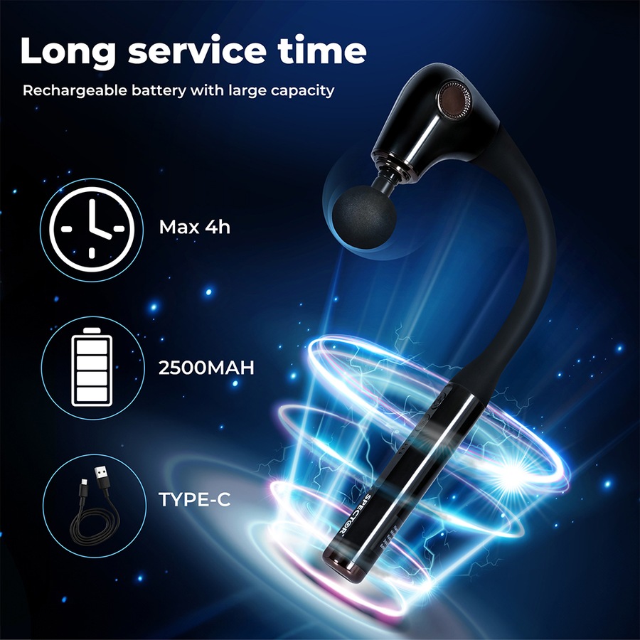 4-Head Deep Tissue Massage Gun w/ Extended Handle