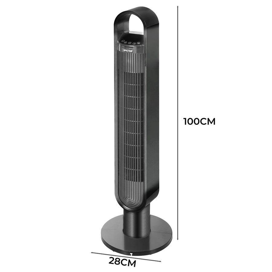 100cm Tower Fan Portable Oscillating with 3 Speeds - Black