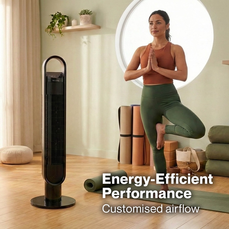 100cm Tower Fan Portable Oscillating with 3 Speeds - Black