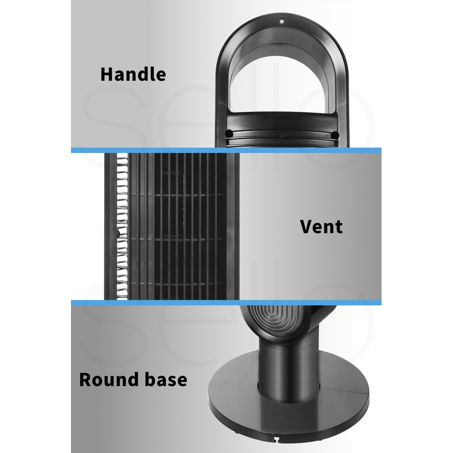 100cm Tower Fan Portable Oscillating with 3 Speeds - Black