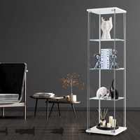 Stacked Display Cabinet Tempered Glass 4 Tier Shelves Magnetic Door 164cm Tall