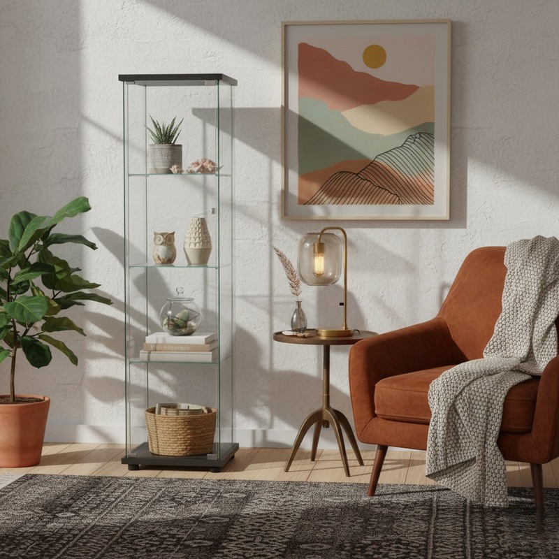 Buy Stacked Display Storage Glass Lockable 164cm with 4 Tier