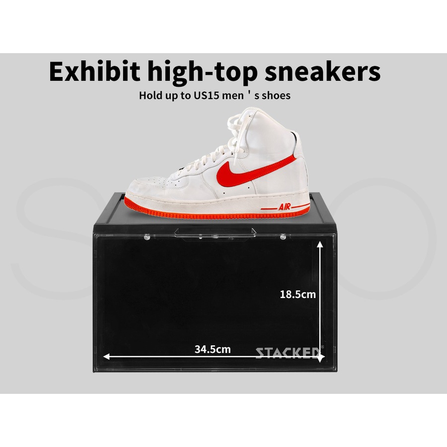 Stacked Shoe Box Sneaker Display Case LED Lighted Magnetic Anti-oxidation Clear